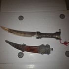 Vintage China Curved Stainless Steel Dagger Knife Blade W  Sheath