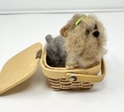 Yorkie Dog Needle Felting Wool Tin Roof Woolies In Basket Signed Handcrafted Usa