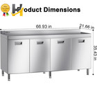 66  Stainless Steel Prep Table Cabinet Commercial Kitchen Work Workbench New Us