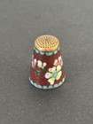 Cloisonne Thimble Flowers Floral Metal   Enamel Collectible Sewing Vintage
