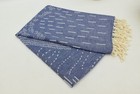 Blue Turkish Towel Organic Cotton Beach Towel Handwoven Peshtemal Throw Blanket