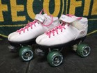 Riedell R3 Cayman Roller Derby Quad Speed Skates White Pink Sonar Wheels Size 7
