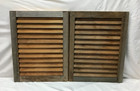 Pair Vtg Natural Exterior House Window Wood Louvered Shutters 18x23  Old 720-25b