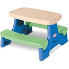 Portable Indoor Outdoor Kids Picnic Table With Umbrella Play Activity Blue green
