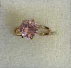 Pink Stone Solitaire Gold Tone Band Size 4 5 Pinky Ring Or Child Sparkle Small