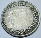 1821 Ba-jf Bogota Colombia Cundinamarca Silver 2 Reales Genuine 1800 s 2r Coin