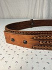 Woven Men   s Leather Belt Size 38 Brown No Buckle