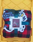 Disney Parks Mickey Mouse Christmas Holiday Buffalo Plaid Fleece Blanket Throw