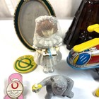 Vtg To Now Junk Drawer Lot Pinbacks Craft Bag Toys Advertising Tape Coin Holder 