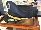 Vtg  Eastern Airlines Pilot Captain Uniform Hat W Enamel Badge In A Display Case