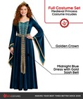 Women s Renaissance Costume Adult Blue Medieval Princess Dress S - Xxl Halloween