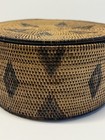Antique Southwestern Native American Indian Navajo Lidded Reed Basket  1920s