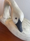 Vintage Hand-carved Wooden Swan Distressed White Finish  read Notes Please 