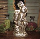 Primitive Antique Vtg Tin Style Easter Bunny Rabbit Silver Resin Chocolate Mold