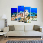 Large Blue 4 Piece Wall Art Turtle Looking Swim In The Sea Prints On Canvas The 