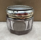 Antique Cut Glass Dresser Jar Vanity Box Sterling Silver Top