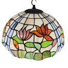 Tiffany Style Stained Glass Tulip Lamp Shade 12    Floral Dome Light Vintage