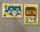 Fisher-price Wooden Peg Puzzles Lot 1970s Vintage House   Treehouse  513  518