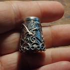 Vintage Antique Sterling Silver  925 Sewing Thimble   Ornate   Abstract