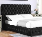 Black Velvet Button Tufted Upholstered King Size Bed 1pc Modern Bedroom