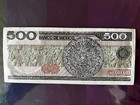Vintage  500 Pesos Mexican Currency Francisco I  Madero Banknote Mexicoaztec1983