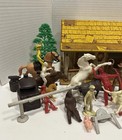 Vintage Marx Roy Rogers Rodeo Ranch Tin Litho Bunk House Set Riders Horses Fence