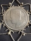 Vintage Silver Moroccan Coin Pendant In Silver Frame Morocco 1960 Dirham Coin
