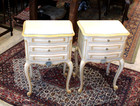 French Antique Louis Xv Painted Antique White Pair Of Nightstand