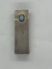 Vintage Italy Silver 800 Striped Lipstick Case Holder Mirror Cabochon Turquoise