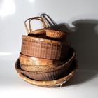 Vintage Japanese Folk Craft Bamboo Woven Basket Collection Set Of 8 Wo639