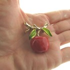 Jj Pearl Enamel Apple Brooch Pin 1 5 