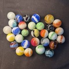 Lot 30 Vintage Marbles Glass Akro Vitro Peltier Marble King Swirl Patch Vg Usa