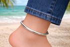 Thick Sterling Silver Ankle Bangle  925 Plain Adjustable Bracelet  Handmade Ever
