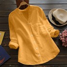 Womens V Neck Casual Blouse Button T Shirt Ladies Long Sleeve Tops Tunic Tee