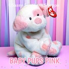     Baby Pups Pink     White   Pink Dog 8  Plush Baby Ty Collection Pluffies  mwmt 