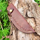 Handmade Genuine Leather Sheath Fixed Hunting Blade Knife Engraved Belt Loop 347