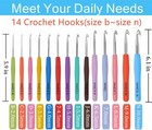 Crochet Hooks Set Clover Amour Steel Pastel 14 Pcs Ergonomic Easy Grip Bright