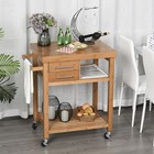 Bamboo Rolling Kitchen Island Trolley Utility Cart With Rolling Wheels 2 Storage