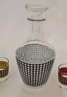 Vintage Mcm Mini Liquor Decanter 6 Shot Glasses Retro Houndstooth France