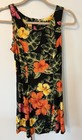 Vintage 90s Jamie Brooke Floral Corset Tie Back Tropical Dress Small