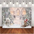 Winter Christmas Snowman Pine Tree Snowflake White Photography Background 5x3ft