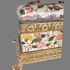Vintage Porcelain Chinese Ornamental Box W  Brass Engraved Accents And Frame