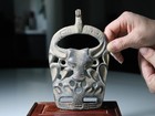 China Dynasty Old Antique Bronze Copper Bull Ox Cattle Head Face Mask Statue