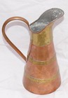 Vintage Copper And Brass Hammered Pitcher With Spout And Handle- 9  High