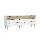 Tvilum Diana Modern Wood 8-drawer Double Dresser In White And Oak