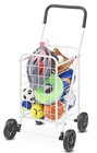 Whitmor Folding Utility Shopping Cart With Wheels  Heavy Duty Metal Grocery -
