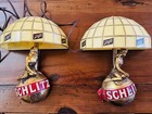 Pair Of 1971 Schlitz On Draught Beer Light Lady On Globe Lighted Wall Sconces
