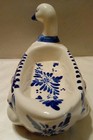 Vintage 1964 Delft Blue Hand Painted Duck   Ducklings Butter Dish Blue White
