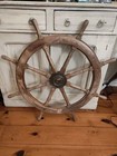 Brass Ship Boat Vintage Nautical 36  Steering Wheel Old Weathered Wooden Ship