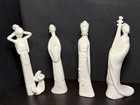 Vtg 1920-1940s Chinese - Fine Bone China Porcelain Women Statues - Set Of 4 - 7   